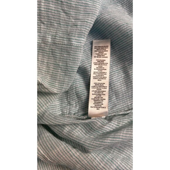 Chico's Blue Striped Button-Up Ruffle Tunic Top Shirt Size 2 Cotton Long Sleeve - Picture 6 of 9